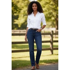 LRL Lauren Jeans Co. Straight Leg Jeans Womens Size 16 Dark Wash Blue Mid rise